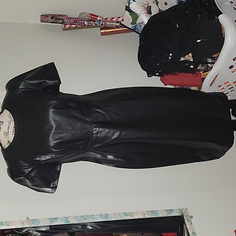 Calvin Klein black PU dress